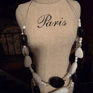 Elegant Black and White Beaded Necklace